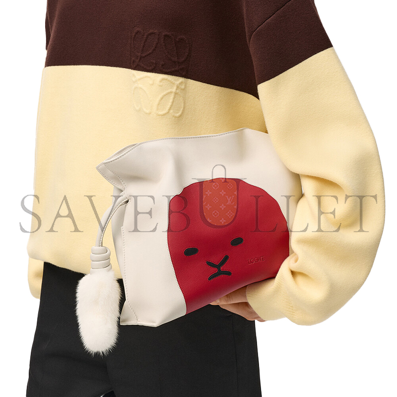 LOEWE MEDIUM LION INTARSIO FLAMENCO CLUTCH IN CALFSKIN A411FC1XF1 (30*24.5*10.5cm)